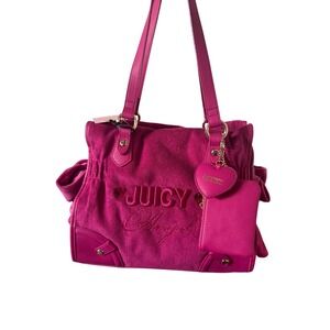 Juicy Couture Angel Fuchsia Pink Shoulder Bag Side Bow With Charm Bag NWT